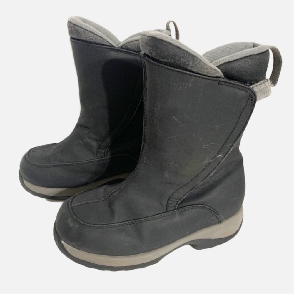 Lands End Kids Nylon Snow Weather Boots Boy Girl Black Gray Size 12M Youth ⬛️⬜️